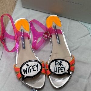 Sophia Webster Wifey For Lifey Sandals Pink Orange Size 37.5